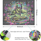 TUGCAY Blacklight Skull Tapestry Funny Skeleton Hip Hop Music Tapestry UV Reactive Gothic Hippie Tapestries Wall Hanging for Bedroom Dorm Game Room Decor(59.1 x 78.7 Inches)