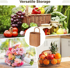 Hanging Wall Basket, Woven Imitation Rattan Storage Organizer, Decorative Door Basket, Plastic Kitchen Wicker Basket for Fruits, Vegetables, Flowers, Sundries