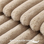 Pallene Faux Fur Plush Throw Pillow Covers 16x16 Set of 2, Luxury Soft Fluffy Striped Decorative Pillow Covers for Sofa, Couch, Living Room, Khaki