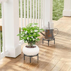 7.9 IN Plant Stand 1 PIC Metal Flower Pot Holders Indoor Tall 3.5'' Plant Rack Plant Riser Plant Shelf Accessories For Living Room Balcony Round Black