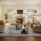 Area Rugs 9x12 Living Room: Washable Rugs for Bedroom Vintage Stain Resistant Non Slip Low Pile Large Boho Carpet for Kitchen Dining Room Farmhouse Kids Room Nursery