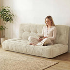 63 Inch Folding Sofa Bed Convertible Chair, 2-in-1 Convertible Boneless Sofa Floor Cushions Couch Mattress Oversized Corduroy Upholstered Sleeper Chair for Living Room Guest Apartment(Beige)