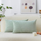 Home Brilliant Sage Green Lumbar Spring Pillow Cover Corduroy Plush Velvet Oblong Decorative Rectangle Pillowcases for Bed Couch Sofa St Patricks Day Decor, Set of 2, 12 x 20 inches(30x50cm), Mint