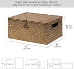 StorageWorks Wicker Baskets with Lid for Organizing, Seagrass Storage Baskets for Shelves, Decorative Box with Built-in Handles, Brown, Medium, 1 Pack