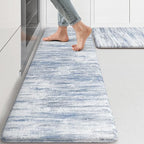 KIMODE Anti Fatigue Kitchen Mats 17"x47"+17"x29", Abstract Kitchen Rugs Sets of 2, Non Slip Kitchen Mats for Floor, Cushioned Comfort Standing Mats for Sink, Laundry, Office, Desk Multi-Blue
