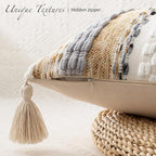 Kevin Textile Spring 14x36 Inch Long Lumbar Pillow Cover 1 Pack Boho Decorative Rectangle Cushion Case Throw Soft Chenille Thread Woven Tufted Textured Accent for Living Room Couch Sofa Bed, Beige