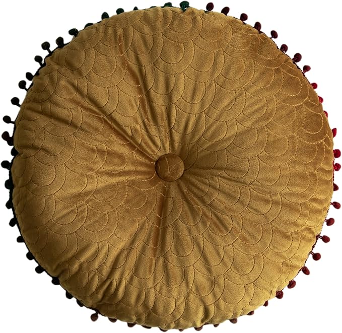 Round Throw Pillow Thickened Seat Cushion Sofa Cushion Meditation Pillow Living Room Window Balcony Decoration Pillow (15.7in, Ginger)