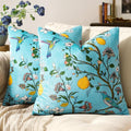 MUSSEL Light Blue Floral Pillow Covers 18x18 Set of 2, Velvet Wild Flower Plant Throw Pillows Case, Square Farmhouse Decor Cushion Covers for Home Sofa Bed Couch