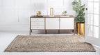 Unique Loom Braided Chindi Collection Casual Modern Blue/Tan Area Rug (5' 0 x 8' 0)