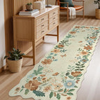 Lahome Floral Washable Runner Rug, 2'6''x8' Soft Hallway Rug Non Slip, Boho Ultra-Thin Kitchen Runners for Hallways with Rubber Backing Carpet for Laundry Bedroom Bathroom Flore (Beige)