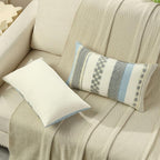FUTEI Grey Decorative Throw Pillow Covers 12x20 Inch Set of 2, Soft Tufted Striped Textured Accent Pillow Case,Boho Pillows for Couch Decor