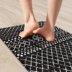 KIMODE Anti Fatigue Mats for Kitchen Floor 17"x47"+17"x29", Black Boho Kitchen Rugs Sets of 2, Cushioned Kitchen Floor Mats, Non Slip Standing Mats for Sink Laundry Office Desk
