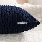 Set of 4 Navy Blue Decorative Throw Pillow Covers 18x18 Inch Corduroy Pillow Covers for Bed Couch Sofa Living Room Soft Square Cushion Cases