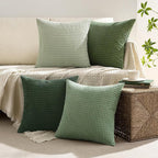 MIULEE Sage Green Pillow Covers 16x16 Inch Set of 4 Spring Boho Farmhouse Home Decor Mordern Nordic Throw Pillows Covers Soft Corduroy for Couch Bed Sofa Living Room Forest Green