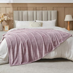 NEWCOSPLAY Super Soft Twin Blanket Light Purple Premium Silky Flannel Fleece Leaves Pattern Lightweight Bed Blanket All Season Use (Light Purple, Twin(60"x80"))