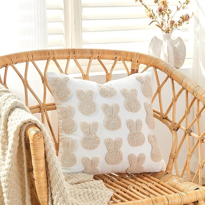 lifein 18x18 Pillow Covers-Throw Pillow Cover Tufted Boho Jacquard Pillow Covers Farmhouse Decorative Pillow Cover Pillow Cases for Gift Couch Sofa Bed Chair Living Room Home Decor