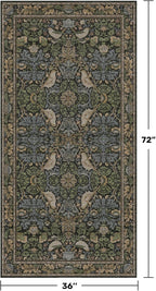 Large Entryway Rugs Indoor - 3x6 Washable Rugs for Kitchen Bedroom Beside Bed Door Mat Indoor Entrance with Moody Woodland Flowers, Non Slip Stain Resistant Low Pile