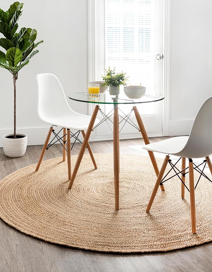 Unique Loom Braided Jute Collection Area Rug - Dhaka (10' Round, Natural)
