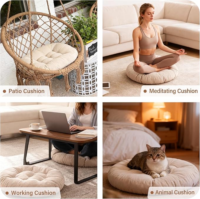 Tiita Outdoor Cushions Square Floor Pillow Thicken Tufted Seat Pad Large Floor Cushion for Yoga Meditation Living Room