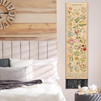 Geetery Vintage Floral Vertical Tapestry Wall Hanging Decor Long Flower Narrow Botanical Fabric Wall Art Hanging Reference Illustrative Tassel Tapestry for Bedroom Living Room Home Decor Gift(Natural)