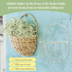 Woven Wicker Wall Hanging Basket Storage for Garden,Hanging Basket,Wall Hanging Baskets for Decorative Plants And Flowers,Semiround,Set of 2