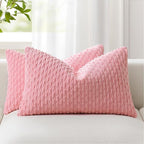 Kevin Textile Valentines Day 12x20 Inch Pillow Cover 1 Pack Boho Decorative Soft Striped Corduroy Lumbar Farmhouse Accent Rectangle Cushion Case for Living Room Couch Sofa Bed, Pink