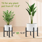2PCS Adjustable Metal Plant Stand Black, Fits 8-13 Inch Heavy Duty Flower Pots Holder - Floor Single Plant Stands Indoor Outdoor for Corner Planter Outside Potted Plants (Pot Not Included)