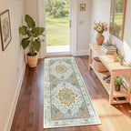 Area Rugs 2'x6' Runner Rug Non Slip Washable for Kitchen Hallway Bedroom Beside Laundry Room Bathroom Rug, Floor Carpet, Light Yellow Carbon Grey Orange