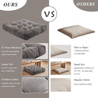 Meditation Floor Pillow 22×22 Inch 2 Pack Large Floor Cushions for Adults Square Tufted Corduroy Floor Pillows for Yoga Living Tatami Room Grey
