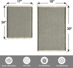 MIULEE Set of 2 Waffle Bathroom Rugs, Boho Bath Rugs Non Slip Washable, Super Absorbent Bath Mats, Ultra Soft Rubber Backed Shower Mats for Bathroom Floor, Tub, Green & Cream, 17"x24"+18"x30"