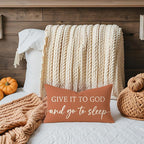 Rust Orange Fall Pillow Covers 12x20 Inch Set of 2 – Give It to God and Go to Sleep/Relax God’s Got This – Christian Throw Pillow Cover for Couch or Entryway