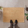 HOMEMONDE Natural Handcrafted Woven Jute Rug 2'x3' - Rustic Vintage Braided Reversible Farmhouse Indoor Floor Rug - Eco Friendly for Entryway, Kitchen Living Room, Bedroom