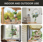 Hanging Plant Holder Indoor, Modern Boho Hanging Planter with Sturdy Wood Base, Unique Ceiling Plant Hangers for Indoor Plants, Ceiling Window Wall Home Decor (Black, Fit 3-5.5inch Pot)