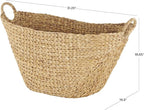 Deco 79 Seagrass Handmade Decorative and Functional Storage Basket Woven Basket Organizer with Ring Handles, Basket for Storage 31" x 19" x 19", Brown