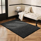 Softlife Rugs for Entryway 2x3 Faux Jute Rug Dirt Trapper Small Bathroom Rug Washable Door Rugs Kitchen Mat Modern Farmhouse Carpet for Front Porch Bathroom Kitchen Bedroom, Black