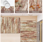 KIMODE Anti Fatigue Kitchen Mats for Floor 2 Piece, Red Brown Farmhouse Kitchen Rugs Non Slip, Ergonomic Cushioned Standing Mat for Office Sink Laundry Desk 17"x47"+17"x29"