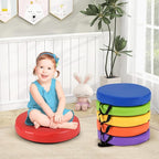 HONEY JOY 6PCS Floor Cushions for Kids, 14" Length Flexible Alternative Portable Classroom Seating with Handles, Easy to Clean, Thick Soft Foam Comfy Round Seats for Daycare Preschool (Colorful)