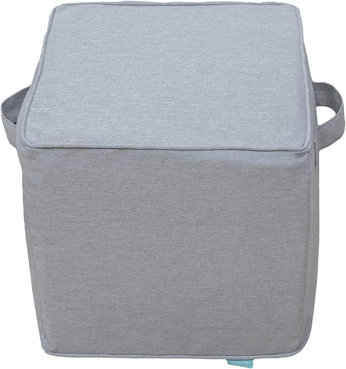 QILLOWAY Indoor/Outdoor Inflatable Stool, Ottoman Pouf Cube 16",All Weather Foot Rest for Camping or Home (Silver/Grey)