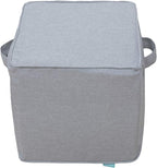 QILLOWAY Indoor/Outdoor Inflatable Stool, Ottoman Pouf Cube 16",All Weather Foot Rest for Camping or Home (Silver/Grey)