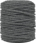 Tenn Well Gray Macrame Cord, 165 Feet 5mm Wide Braided Cotton Rope for Macrame Plant Hangers, Wall Hangings, Drawstring, DIY Crafts
