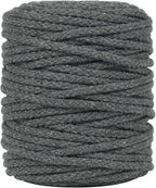Tenn Well Gray Macrame Cord, 165 Feet 5mm Wide Braided Cotton Rope for Macrame Plant Hangers, Wall Hangings, Drawstring, DIY Crafts