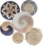 Laquedecraft Boho Round Handmade Wall Basket Decor | Woven Seagrass Rattan Wicker Wall Decor Hanging Rustic Flat Elegant Wall Art for Farmhouse Living Rooms Bedrooms Display Table Settings Kitchen Home (Bohemian, 6)