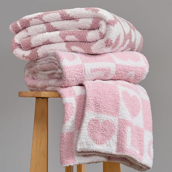 Joiedomi Throw Blanket for Couch Bed Sofa, Knitted Blankets Gifts for Women Mom Girls, Cozy Cute Soft Throw Home Room Decor Aesthetic for Women Mothers Birthday Gifts 50x60 Inches