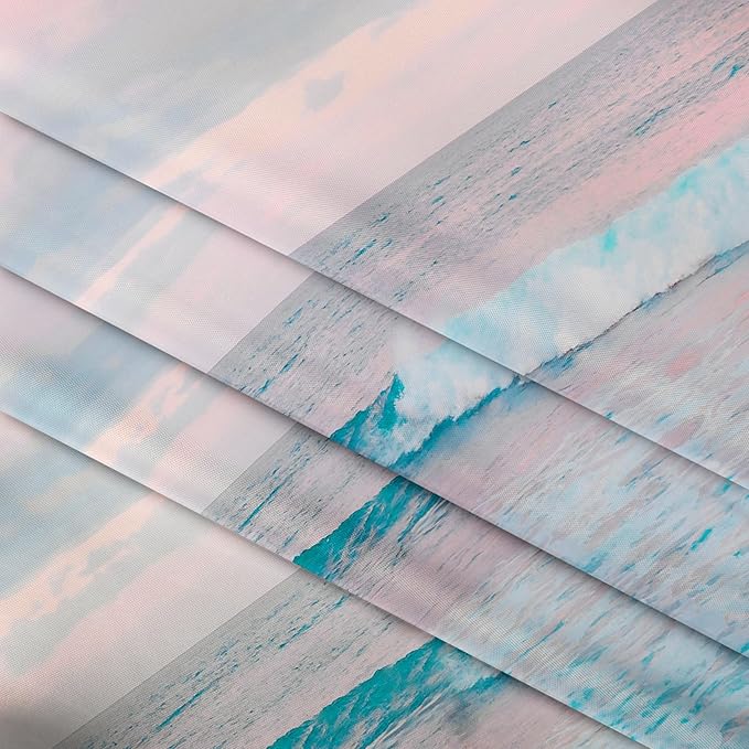 LB Ocean Pink Sky Tapestry, Teal Sea Ocean with Pink Cloud Wall Tapestry for Bedroom, Pastel Nature Landscape Wall Art for Living Room Home Decor, 80 x 60 Inches