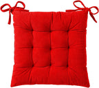 HLOVME Corduroy Chair Cushion with Ties Ultra Soft Warm Floor Cushion for Kids Reading Nook Comfortable Square Seat Cushion for Adult 15.7”x15.7”, Bright red