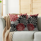 Black Red Pillow Covers 16X16 Inch Set of 2, Spring Summer Floral Dahlia Flower Cream Decorative Throw Pillow Covers Outdoor Modern Farmhouse Cushion Case for Home Couch Sofa Bed Decor