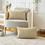 MIULEE Pack of 2 Beige Throw Pillow Covers 12x20 Inch Soft Lumbar Pillow Covers for Sofa Living Room Spring Home Decor Couch Solid Dyed Cases