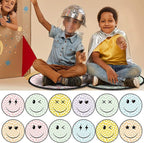 Tinideya 12 Pcs Kids Carpet Circle Seats for Class 16 Inch Round Classroom Rug Floor Cushions Soft First Day of School Educational Mat Non Slip Back to School Learning Playing Areas(Smile)