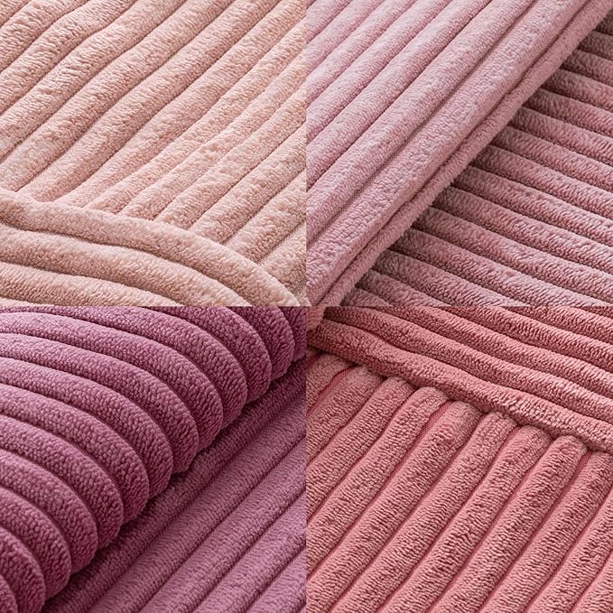 MIULEE Pink Spring Throw Pillow Covers 20x20 Inch Set of 4 Boho Farmhouse Cushion Cases Decorative Gradient Pillow Cases Corduroy Striped Home Decor for Couch Sofa Living Room Bed Valentine Decor