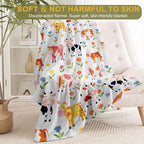 Cartoon Cow Fleece Blanket - Lightweight Soft Cozy Gifts Throw for Animal Lovers, Kids,Women,Cute Cattle Blankets,Cheerful Whimsical Design,Home Room Modern Farmhouse Decor 40x50in